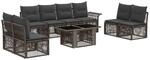 vidaXL Gartensofa-Set 9 STK. Grau und Dunkelgrau Poly-Rattan