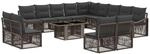 vidaXL Gartensofa-Set 14 STK. Grau und Dunkelgrau Poly-Rattan