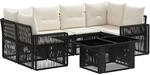 vidaXL Gartensofa-Set 7 STK. Schwarz und Cremewei&szlig; Poly-Rattan