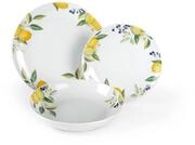 Excelsa Lemon 18-teiliges Tafelservice, Porzellan, Wei&szlig;/Zitronen