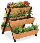 Relaxdays Vertikalbeet, Holz, HxBxT: 82 x 75 x 90 cm, Hochbeet mit 5 K&auml;sten,