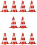 Relaxdays Warnkegel 40er Set, stapelbar, Verkehrsh&uuml;tchen, orange/wei&szlig; 