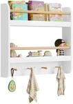 WOLTU Kinderregal Wandregal 2 Ablagen Wei&szlig; | Holz; MDF; Kinderzimmer; 60x55x12 cm