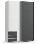 luma-Home 22661/ Schwebet&uuml;renschrank 2-t&uuml;rig, Wei&szlig; & Absetzungen Grafit 