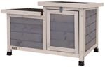 lionto Kaninchenstall aus Holz mit 2 Eing&auml;ngen & Rampe, 70 x 43 x 45 cm | Hasenstall