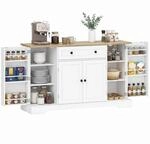 HOMCOM Sideboard K&uuml;chenschrank mit 4 T&uuml;ren Schublade 138x40x85 cm Wei&szlig; 