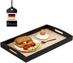 eluno Serviertablett aus Bambus, Servierplatte mit seitlichen Griffen und