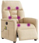 vidaXL Massagesessel Elektrisch Creme Mikrofasergewebe