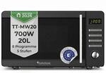 TurboTronic TT-MW20 Digitale Mikrowelle | 700W 20L Edelstahl-Look | 5