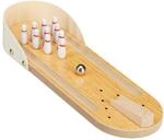 Relaxdays Tischbowling, Mini Bowlingbahn, Set mit 10 Pins, Natur 