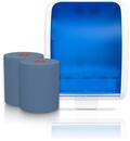 Blanc HYGIENIC Cosmos Autocut-Handtuchspender Blau-Wei&szlig; + 2 Classico-Blau 