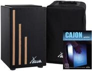 XDrum Cajon Primero Negra - Kistentrommel inkl. Rucksacktasche und Schule -