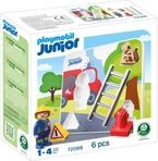 PLAYMOBIL | JUNIOR | Feuerwehr‑Puzzle | Holzpuzzle mit Feuerwehrmann, Katze &