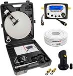 PremiumX Camping SAT-Anlage Satelliten-Finder Single LNB 10m | Koaxial-Kabel