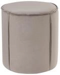 Pouf Hocker Samt beige taupe rund ⌀ 40 cm Polsterhocker 43 cm hoch Sedona