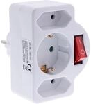 InLine Steckdosenadapter mit Schalter, 2x Euro + 1x Schutzkontaktbuchse,