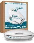 Calmwaters WC-Sitz erh&ouml;ht, + 5 cm Erh&ouml;hung, stabiler Griff, Absenkautomatik,...
