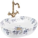 Rea - Aufsatzwaschbecken Rea Veronica Shiny Wei&szlig;, Blau, Muster - 48,5x35x13,5...