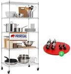 PROREGAL Gitterregal Hades mit Rollen & 5 Gitterb&ouml;den Metall 180x90x60cm Fachlast