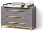 Livinity Wickelkommode Mailo Grau/Artisan | XL mit 3 SchubladenFunktionale
