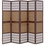Homestyle4u Paravent 5-Teilig Bambus Holz Dunkelbraun Sichtschutz Shoji |...