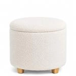 hjh LIVING Sitzhocker mit Stauraum, Boucl&eacute; Hocker mit Teddybezug | Fu&szlig;hocker...