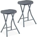 Relaxdays Klapphocker, 2er Set, Rattan-Optik, Garten & Balkon, klappbarer Outdoor