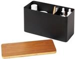 YAMAZAKI 4807 RIN Storage Box, black, Steel/PlyWood, 23 x 10.5 x 14 cm