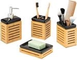 bremermann Badezimmer-Set 4-TLG, Bambus, Keramik, Badezimmer-Zubeh&ouml;r-Set