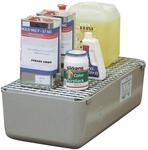 CEMO 7717 GFK-Auffangwanne mit verzinktem Gitterrost, grau, 65 L