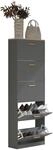VCM Schuhschrank Anthrazit 59x22x170 cm 5 T&uuml;ren 10 F&auml;cher Holzwerkstoff 