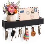 Relaxdays Schl&uuml;sselbrett, 6 Haken, Schl&uuml;sselhalter mit Ablage, schwarz | modern,