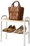 YAMAZAKI 4787 TOWER Shoe Rack with Wooden Board, white, Steel/PlyWood, 48 x 19 x 46