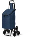 VOUNOT&reg; 2 in 1 Einkaufstrolley Klappbar Treppensteiger Marineblau | 6 R&auml;der