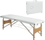 HOMCOM Mobile Massageliege 2 Zonen Klappbar H&ouml;henverstellbar Cremewei&szlig; 