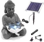 esotec Solar Gartenbrunnen Wasserspiel Buddha au&szlig;en Akku & LED 101331 | Solar