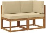vidaXL Outdoor Mittel- und Ecksofa mit Kissen 2 St&uuml;ck Natur und Beige