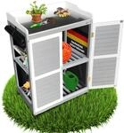 Coemo Gartenschrank Lola, 67x46x98 cm, Grau, Pflanztisch mit Stauraum 