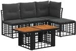vidaXL Gartensofa-Set 5 STK. Schwarz und Dunkelgrau Poly-Rattan