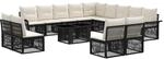 vidaXL Gartensofa-Set 14 STK. Schwarz und Cremewei&szlig; Poly-Rattan