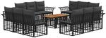 vidaXL Gartensofa-Set 13 STK. Schwarz und Dunkelgrau Poly-Rattan