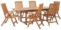 Beliani Gartenm&ouml;bel Set Akazienholz Hellbraun Tisch mit 6 St&uuml;hlen Java