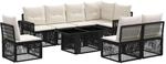 vidaXL Gartensofa-Set 9 STK. Schwarz und Cremewei&szlig; Poly-Rattan