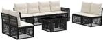 vidaXL Gartensofa-Set 9 STK. Schwarz und Cremewei&szlig; Poly-Rattan