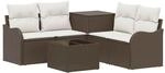 vidaXL Sofa Set 6 STK. Braun und Creme Wei&szlig; Polyrattan und Stahl