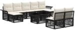 vidaXL Gartensofa-Set 10 STK. Schwarz und Cremewei&szlig; Poly-Rattan