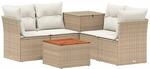 vidaXL Sofa Set 6 STK. Beige und Cremewei&szlig; Polyrattan und Stahl