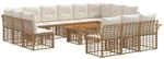 vidaXL Gartensofa-Set 14 STK. Nat&uuml;rlich und Cremwei&szlig; Poly-Rattan