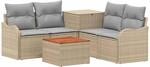 vidaXL Sofa Set 6 STK. Beige und Hellgrau Polyrattan und Stahl
