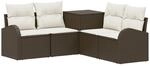vidaXL Sofa Set 5 STK. Braun und Creme Wei&szlig; Polyrattan und Stahl